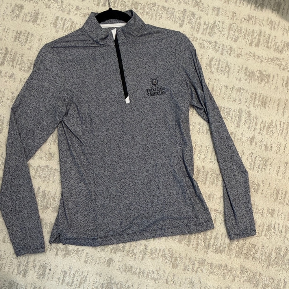 Peter Millar Navy Patterned Long Sleeve Tee